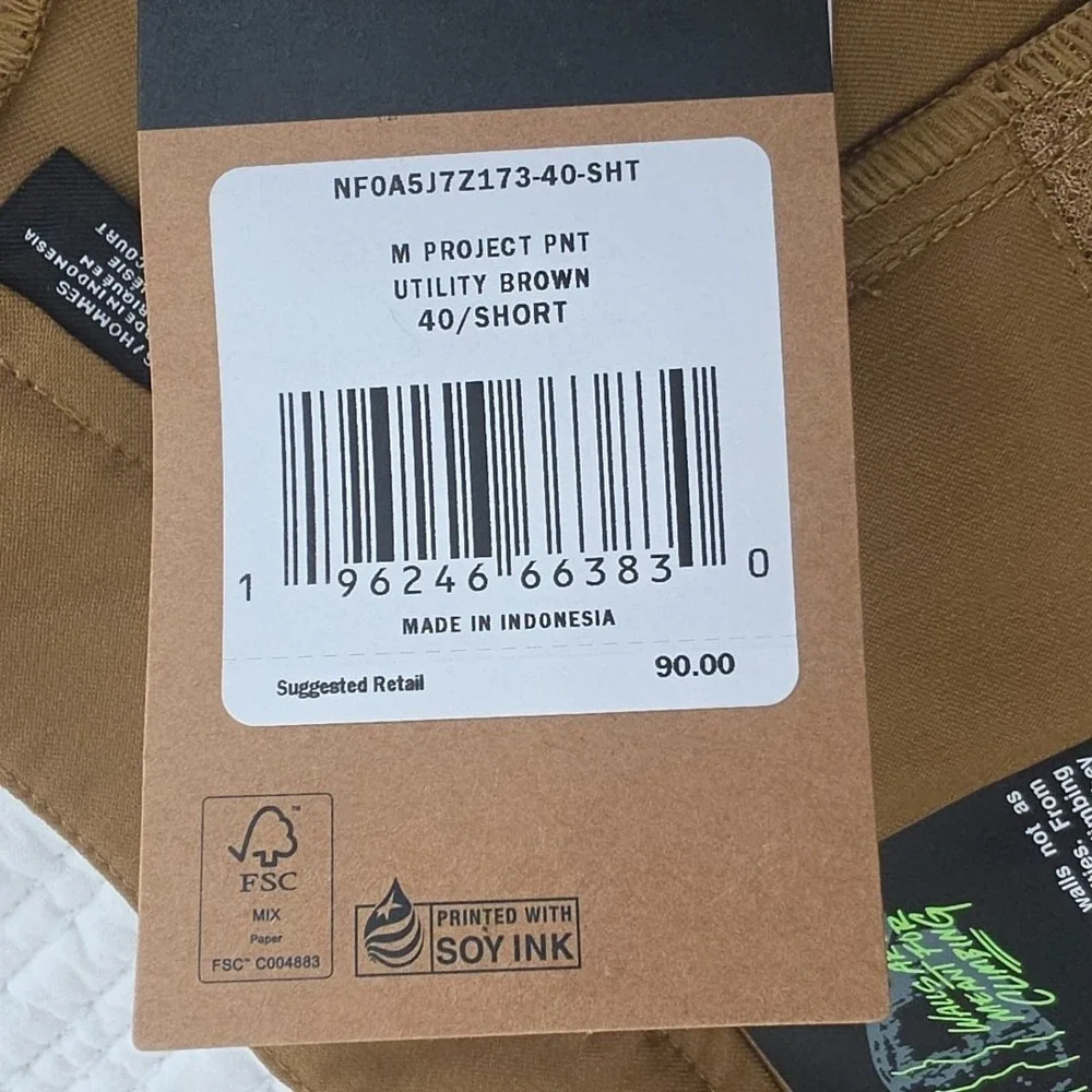 The North‎ Face M Project Pant Men's 40x30 NWT Utility Brown UPF 40 NEW Flashdry